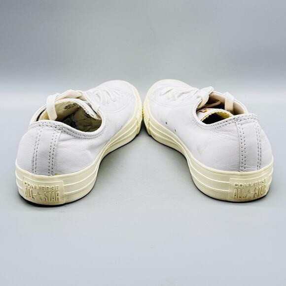 Converse Shoes Womens 8.5 White Leather Chuck Taylor All Star Low Top Sneakers - Picture 7 of 12